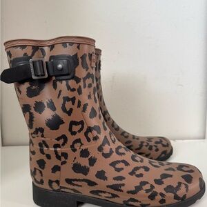 Hunter Brown and Black Winter Rain Boots